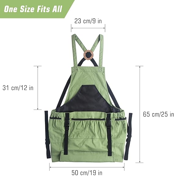 Heavy-Duty Gardening Harvest Apron with Adjustable Straps – Large Capacity Front Pouch & Quick Release Design (25" x 19")