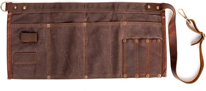 Heavy-Duty Garden Tool Waist Apron – Vintage Utility Canvas Tool Belt with Multiple Pockets for Men and Women (19" x 7")