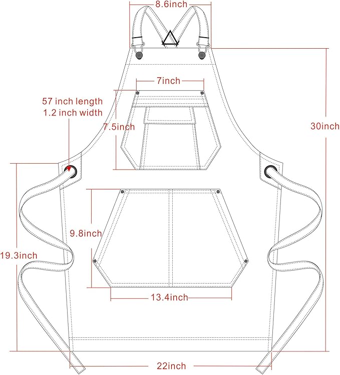 Vintage Denim Gardening Apron with Cross-Back Adjustable Straps and Multi-Pockets – Unisex Work Apron (30" Length, 57" Straps)