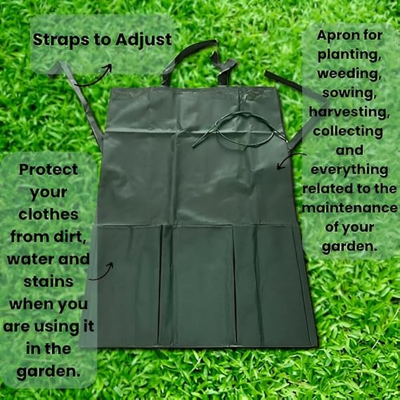 Heavy-Duty Gardening Apron with 3 Oversized Pockets – Adjustable Tool Apron with Deep Compartments for Gardeners