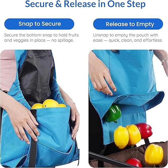 Multi-Purpose Gardening Harvest Apron with Large Front Pouch – Adjustable Strap, Foldable Collection Apron for Flowers, Fruits & Vegetables
