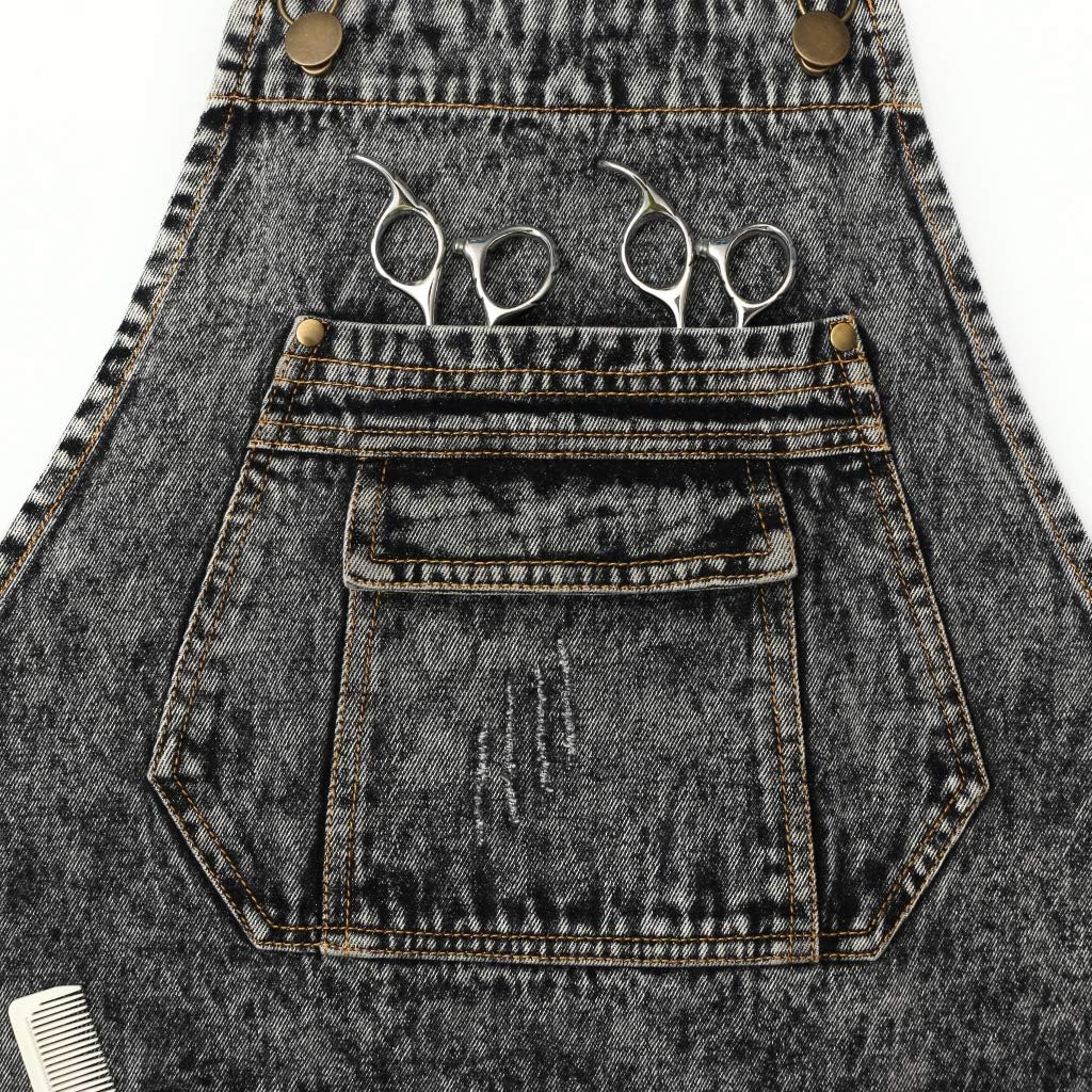 Vintage Denim Gardening Apron with Cross-Back Adjustable Straps and Multi-Pockets – Unisex Work Apron (30" Length, 57" Straps)