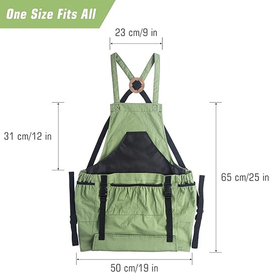 Heavy-Duty Gardening Harvest Apron with Adjustable Straps – Large Capacity Front Pouch & Quick Release Design (25" x 19")