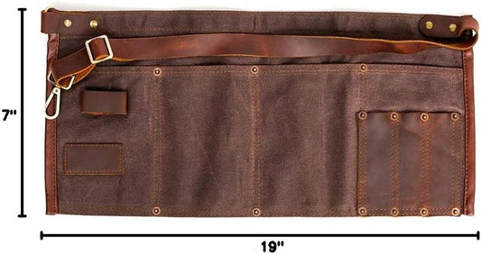 Heavy-Duty Garden Tool Waist Apron – Vintage Utility Canvas Tool Belt with Multiple Pockets for Men and Women (19" x 7")