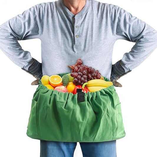 Adjustable Gardening Waist Apron with 2 Utility Pockets – Elastic Fit Harvesting Belt Bag for Tools, Fruit & Phone (25.19" x 13.38")