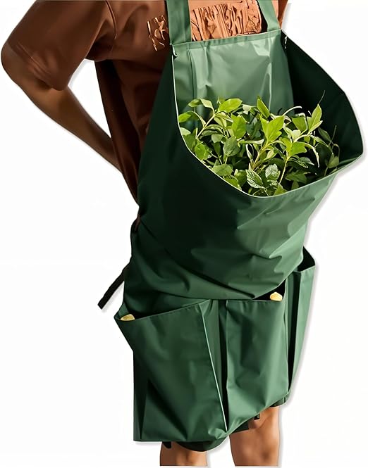 Heavy-Duty Gardening Apron with 3 Oversized Pockets – Adjustable Tool Apron with Deep Compartments for Gardeners
