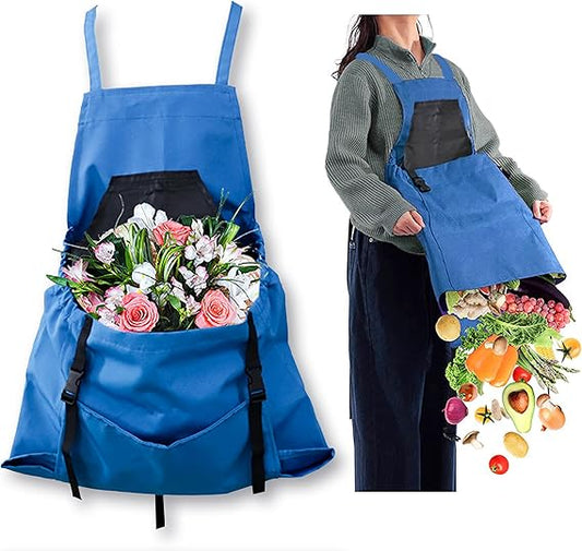 Multi-Purpose Gardening Harvest Apron with Large Front Pouch – Adjustable Strap, Foldable Collection Apron for Flowers, Fruits & Vegetables